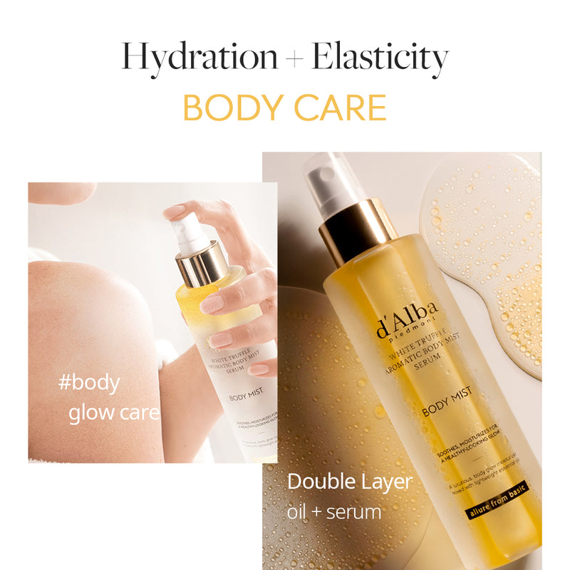 Hydration and Elasticity Benefits of d'Alba White Truffle Aromatic Body Mist Serum 